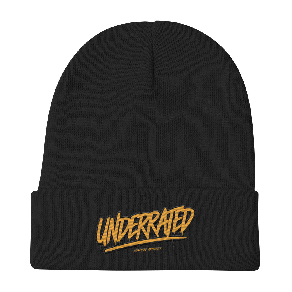 Embroidered Underrated Beanie N3M3SIS APPAR3L